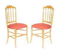 A Pair of Chiavari Chair Company Turned Maple Accent Chairs