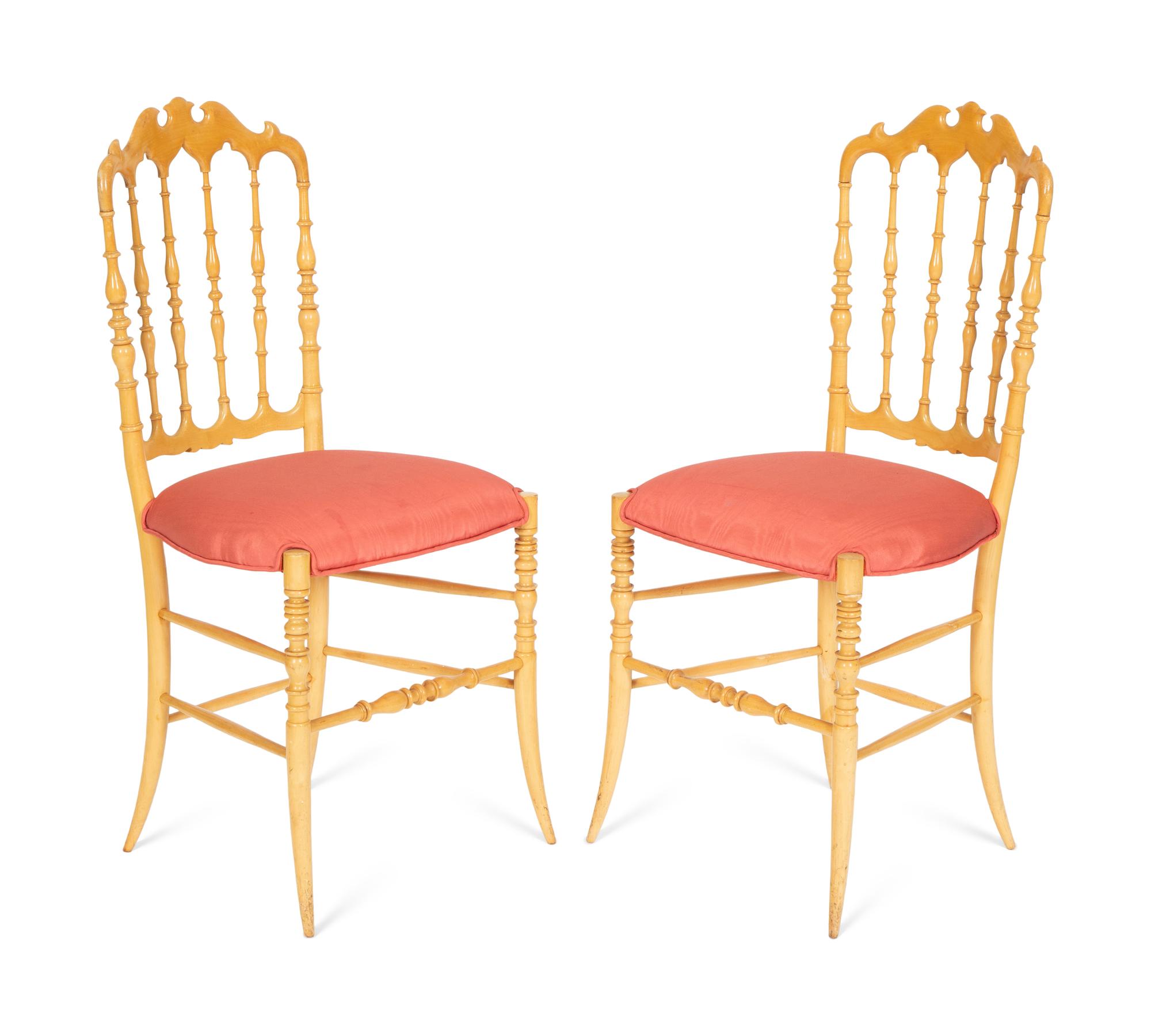 A Pair of Chiavari Chair Company Turned Maple Accent Chairs