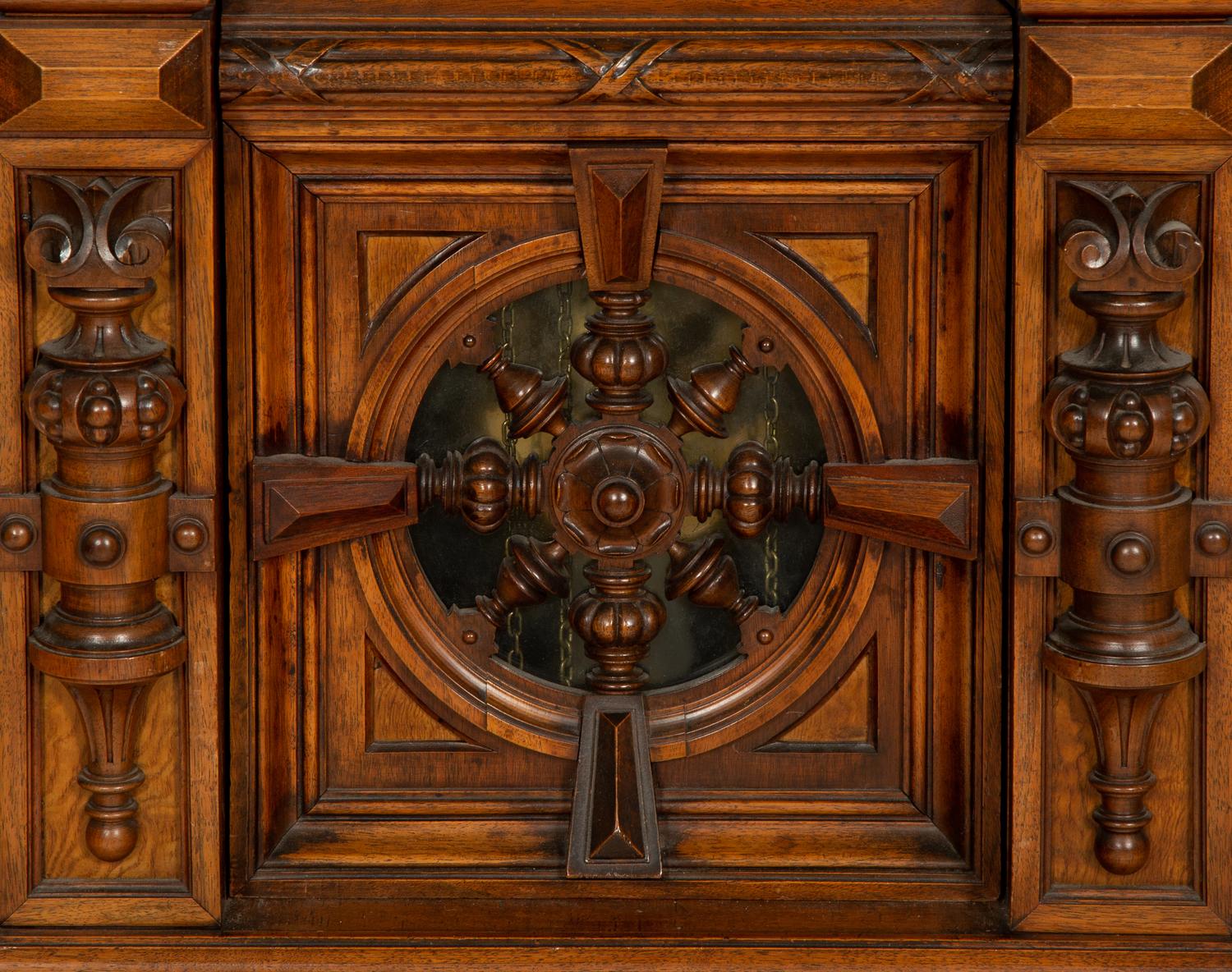 A German Carved Walnut and Marquetry Tall Case Clock