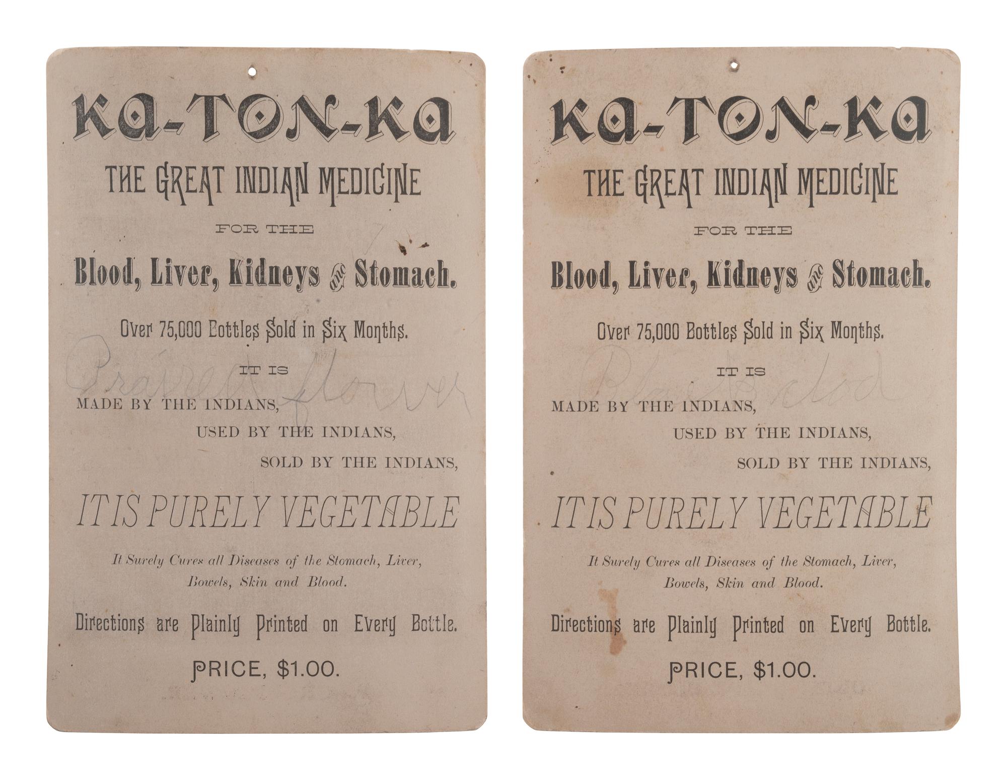 [WILD WEST SHOWS]. 2 cabinet cards of sharpshooting duo Chief Black Cloud & Prairie Flower.