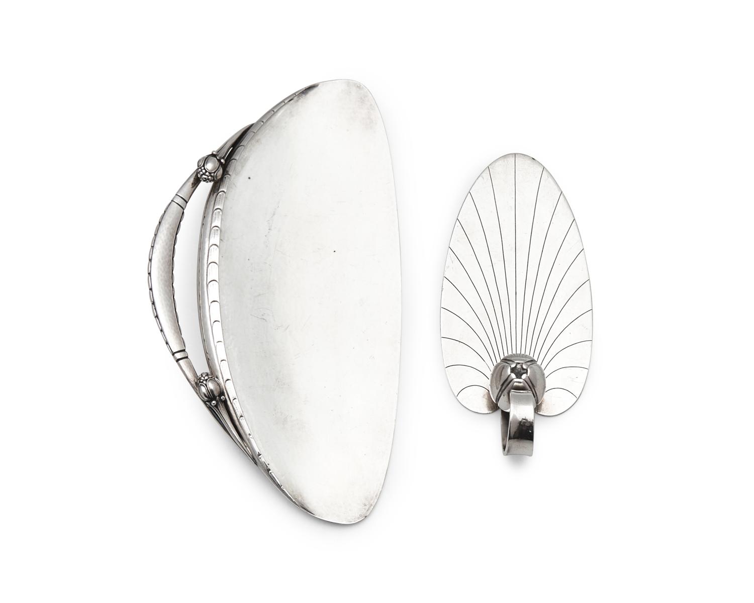 A Georg Jensen Silver Crumb Scoop and Pastry Server