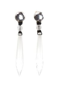 A Pair of Crystal Drop Earclips, 4.5".