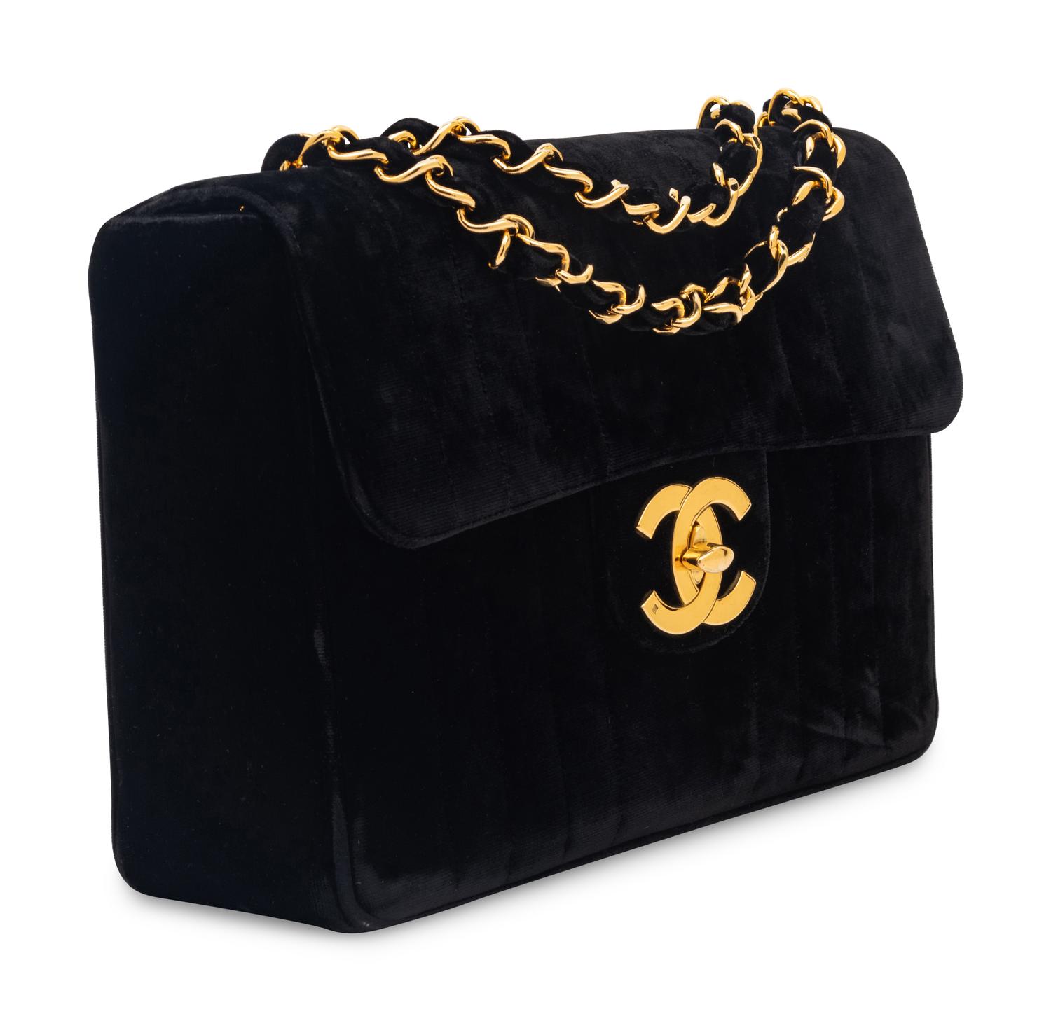 CHANEL VELVET JUMBO FLAP BAG