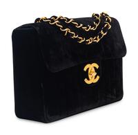 CHANEL VELVET JUMBO FLAP BAG