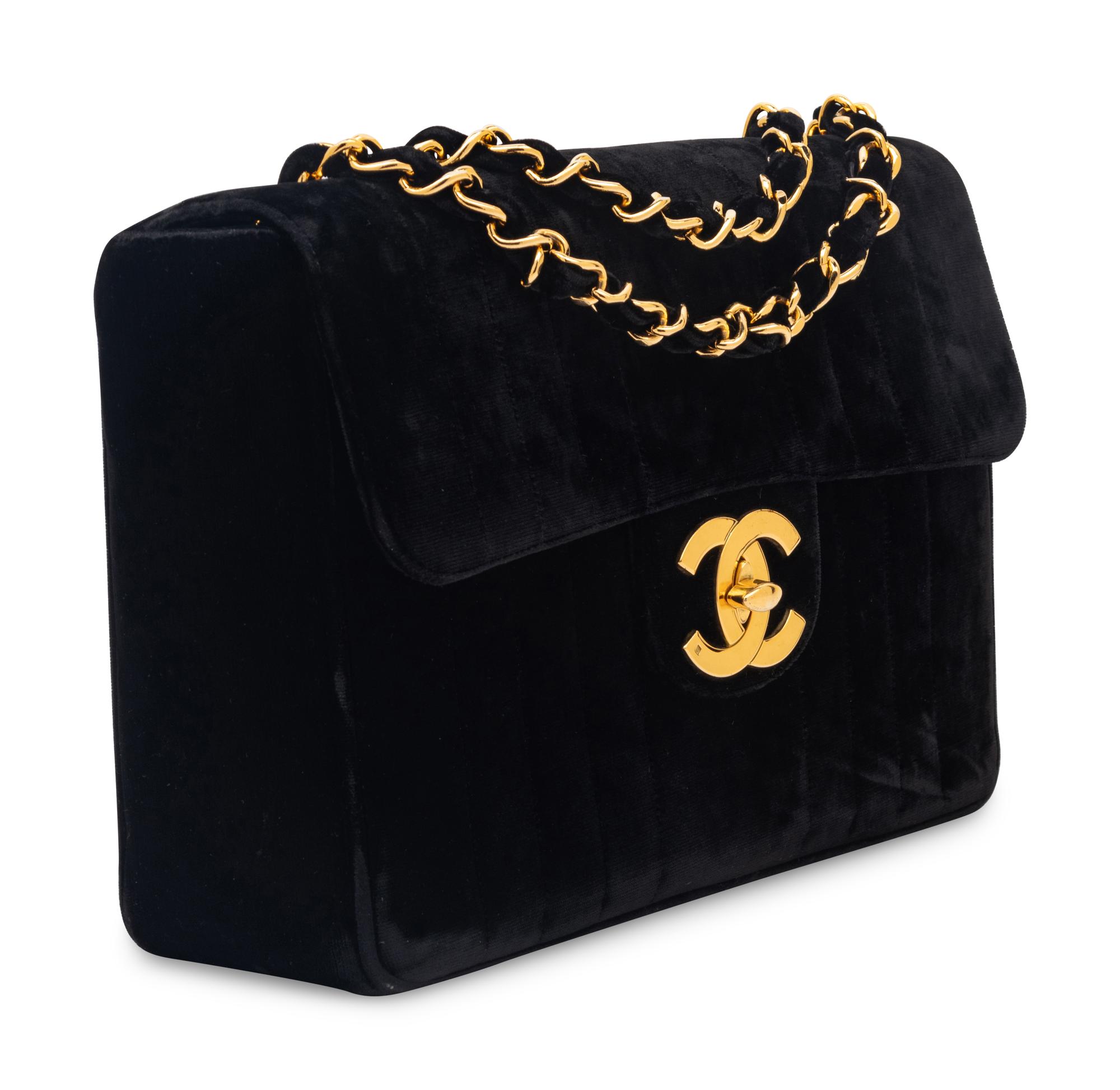 CHANEL VELVET JUMBO FLAP BAG