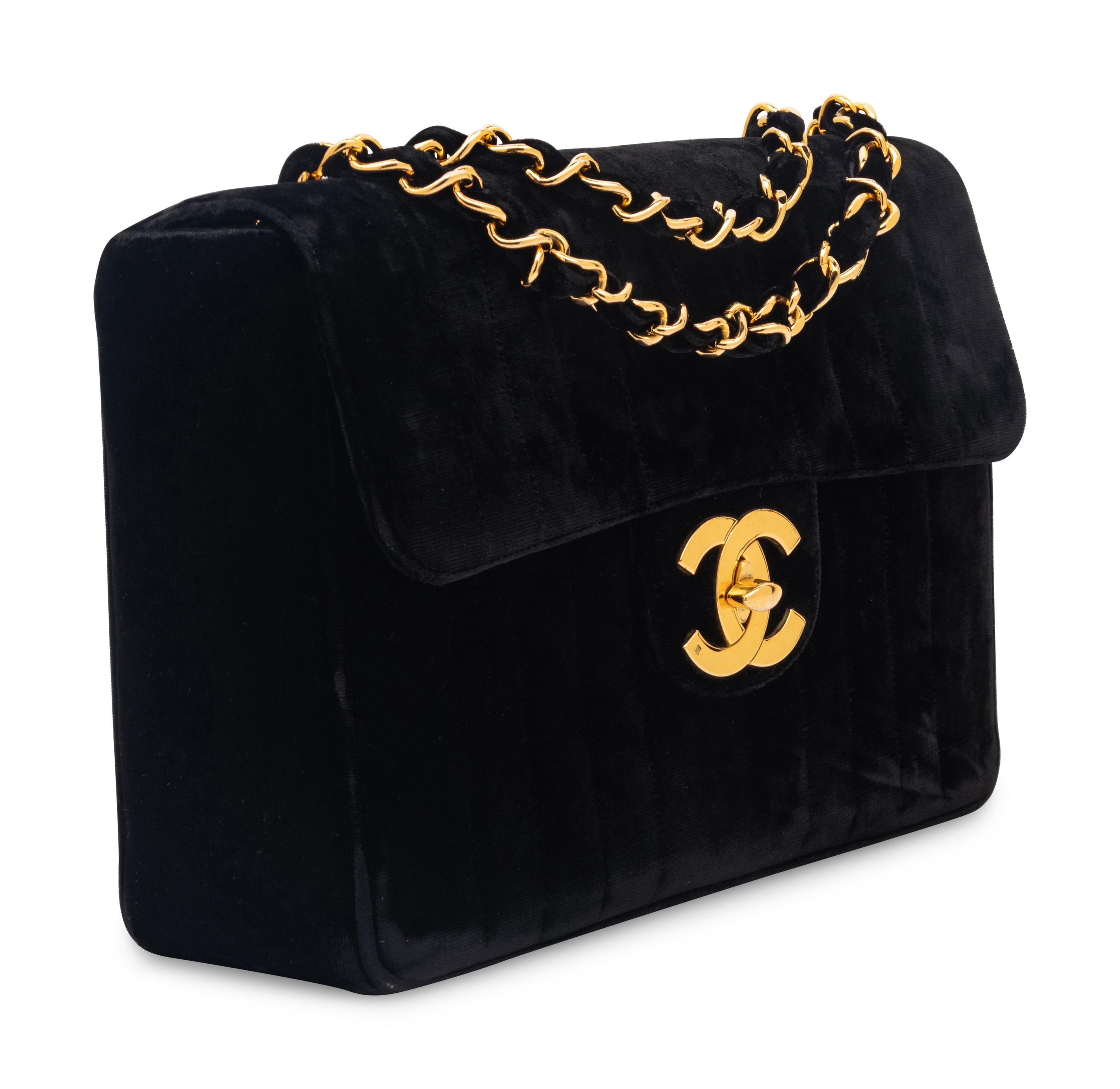 CHANEL VELVET JUMBO FLAP BAG