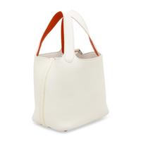Hermès, Picotin18 in White Togo with Orange Trim