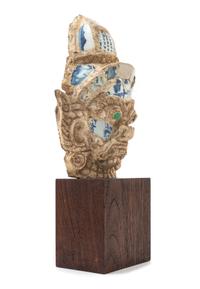 A Chinese Blue and White Porcelain Inset Head of a Warrior