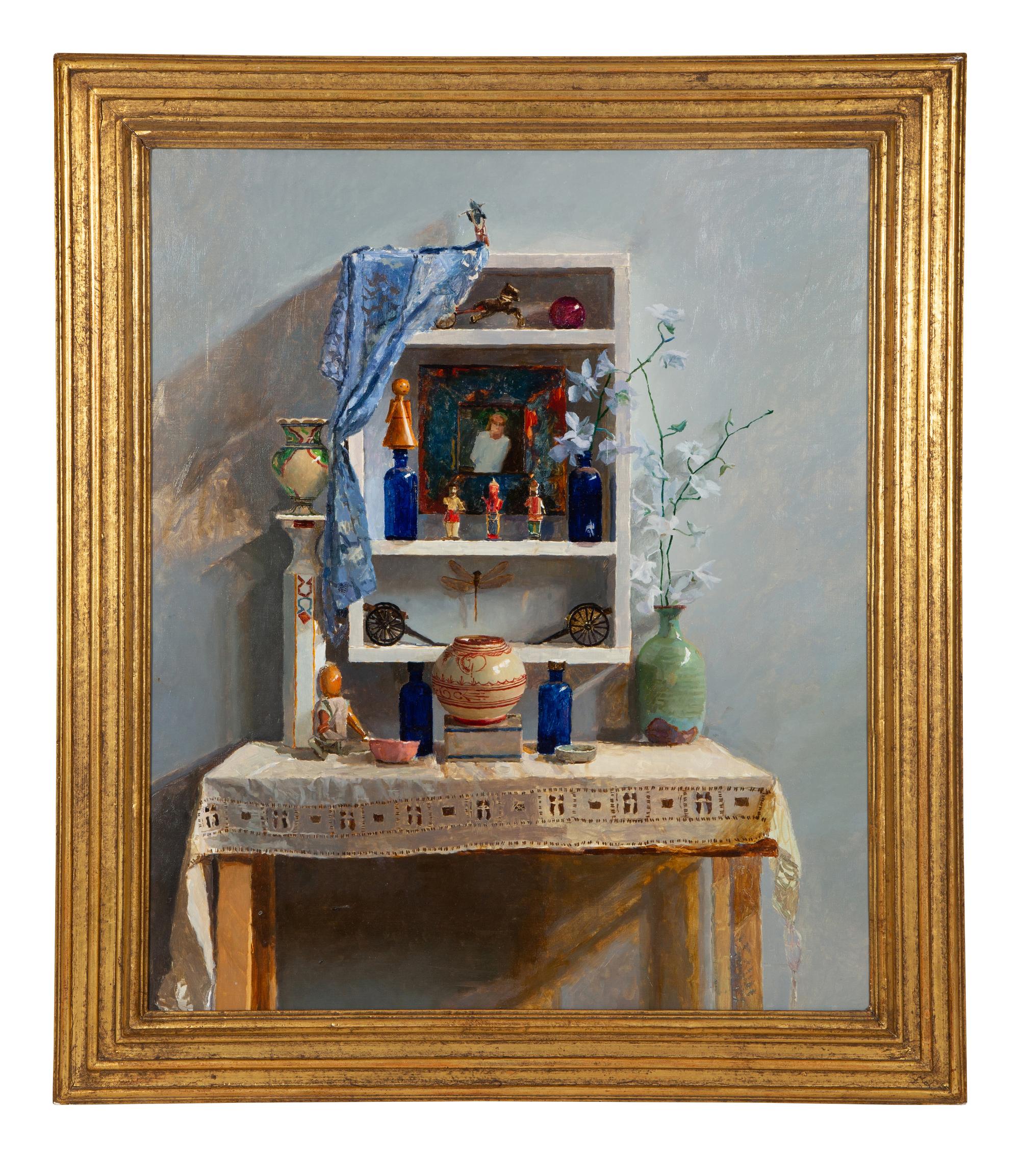 Untitled 'Still Life with Lace Runner and Shelf'