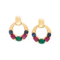 SEAMAN SCHEPPS, MULTIGEM AND YELLOW GOLD EARRINGS