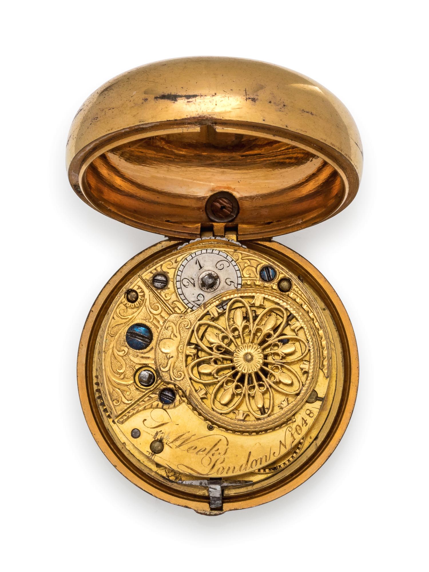 T. Weeks London, Pair Cased Open Face Verge Pocket Watch