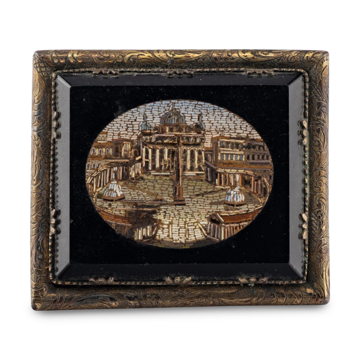A Grand Tour Micromosaic Brooch of St. Peter's Square