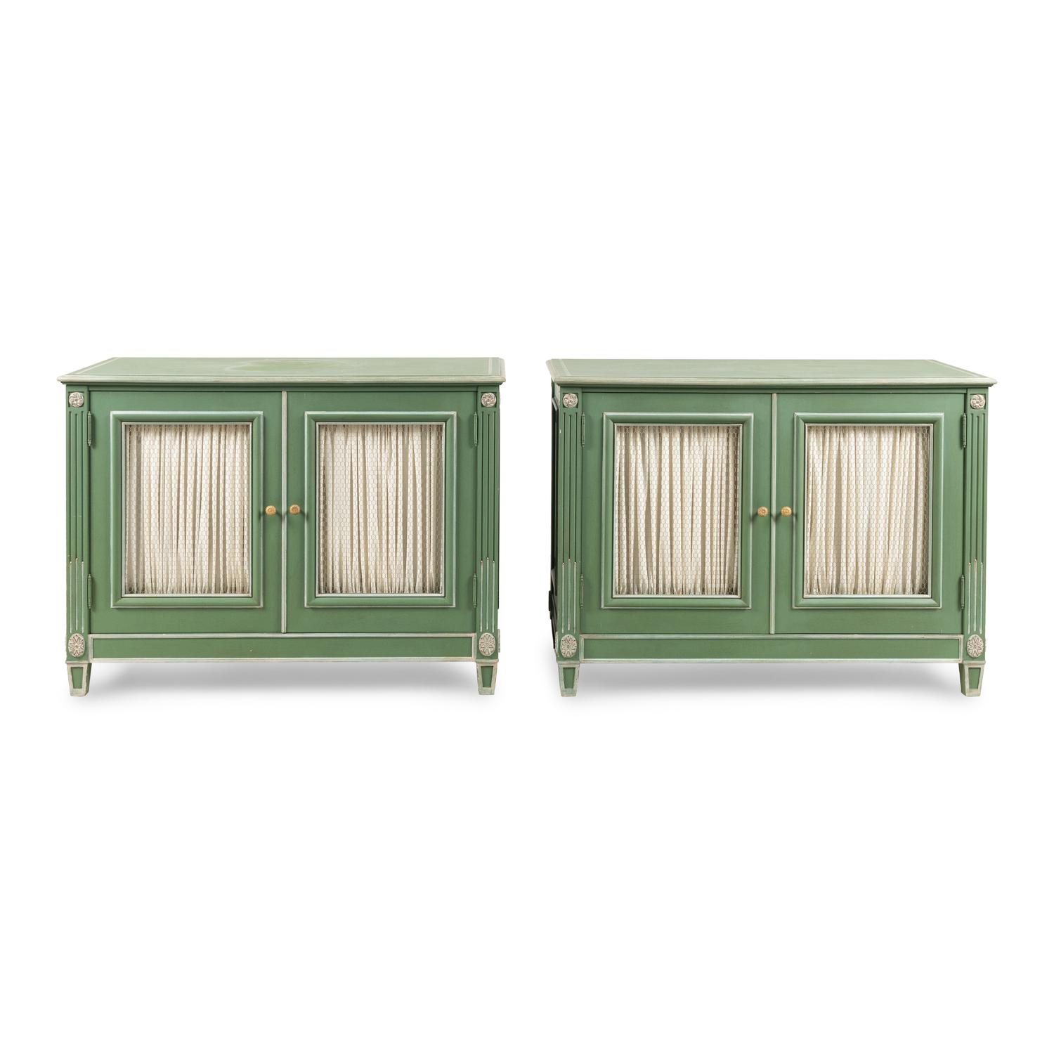 A Pair of Green-Painted Cabinets