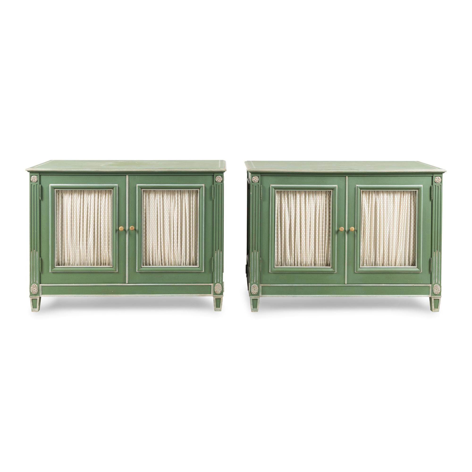 A Pair of Green-Painted Cabinets