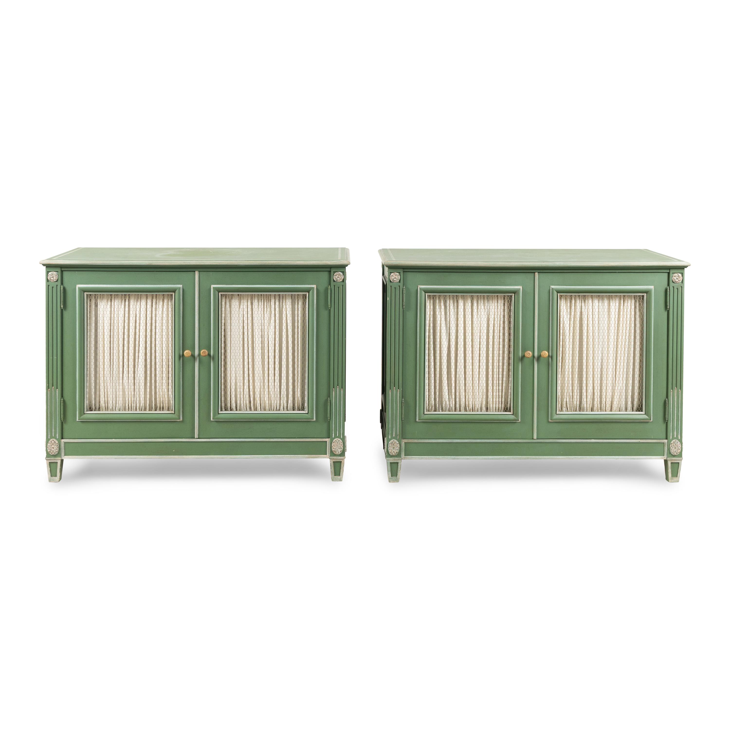 A Pair of Green-Painted Cabinets