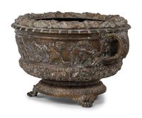 A Brass Two-Handled Jardinière with Bacchic Figures