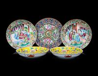 Five Chinese Famille Rose Porcelain Plates