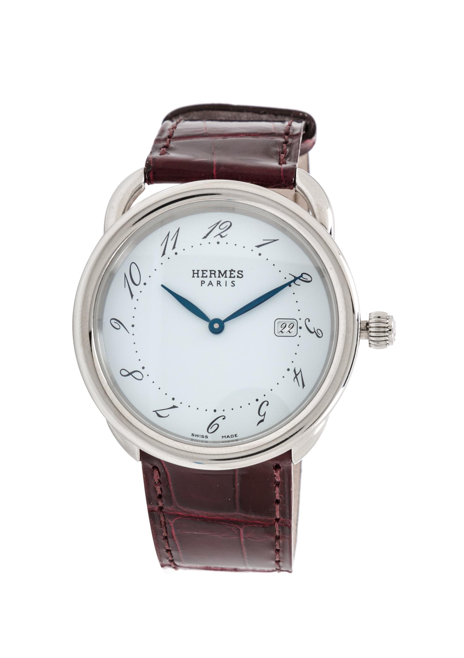 An Hermes Arceau GM Steel Watch, 9" x 1.5".