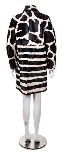 A Burberry Prorsum Calf Hair Animal Print Coat, Size 42.