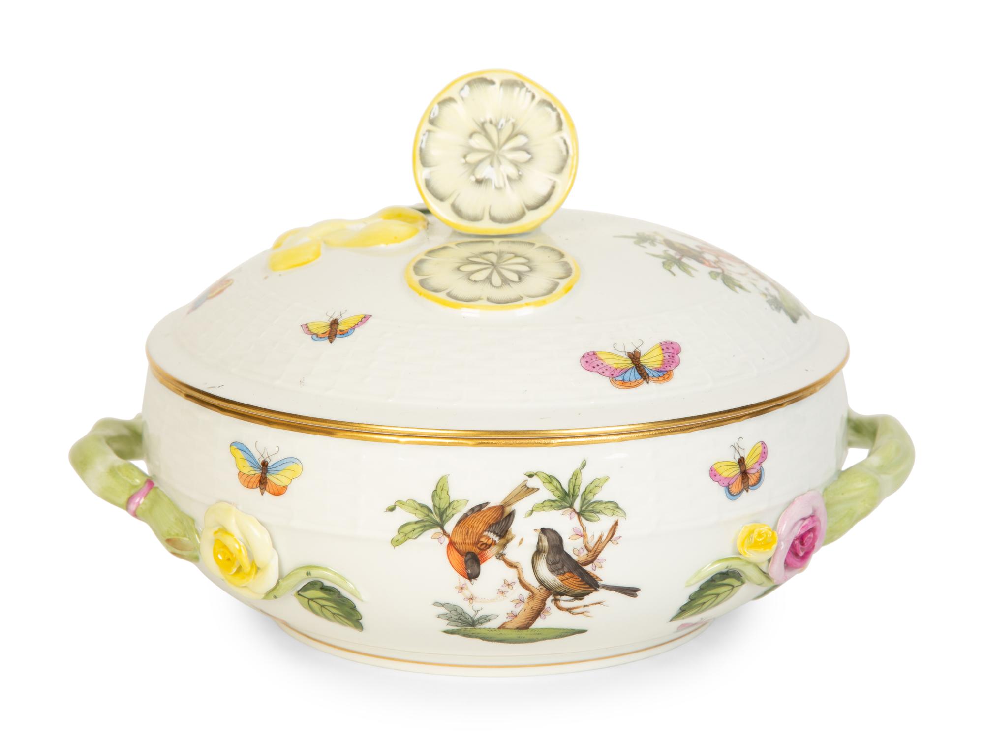 A Herend Porcelain Rothschild Bird Covered Tureen