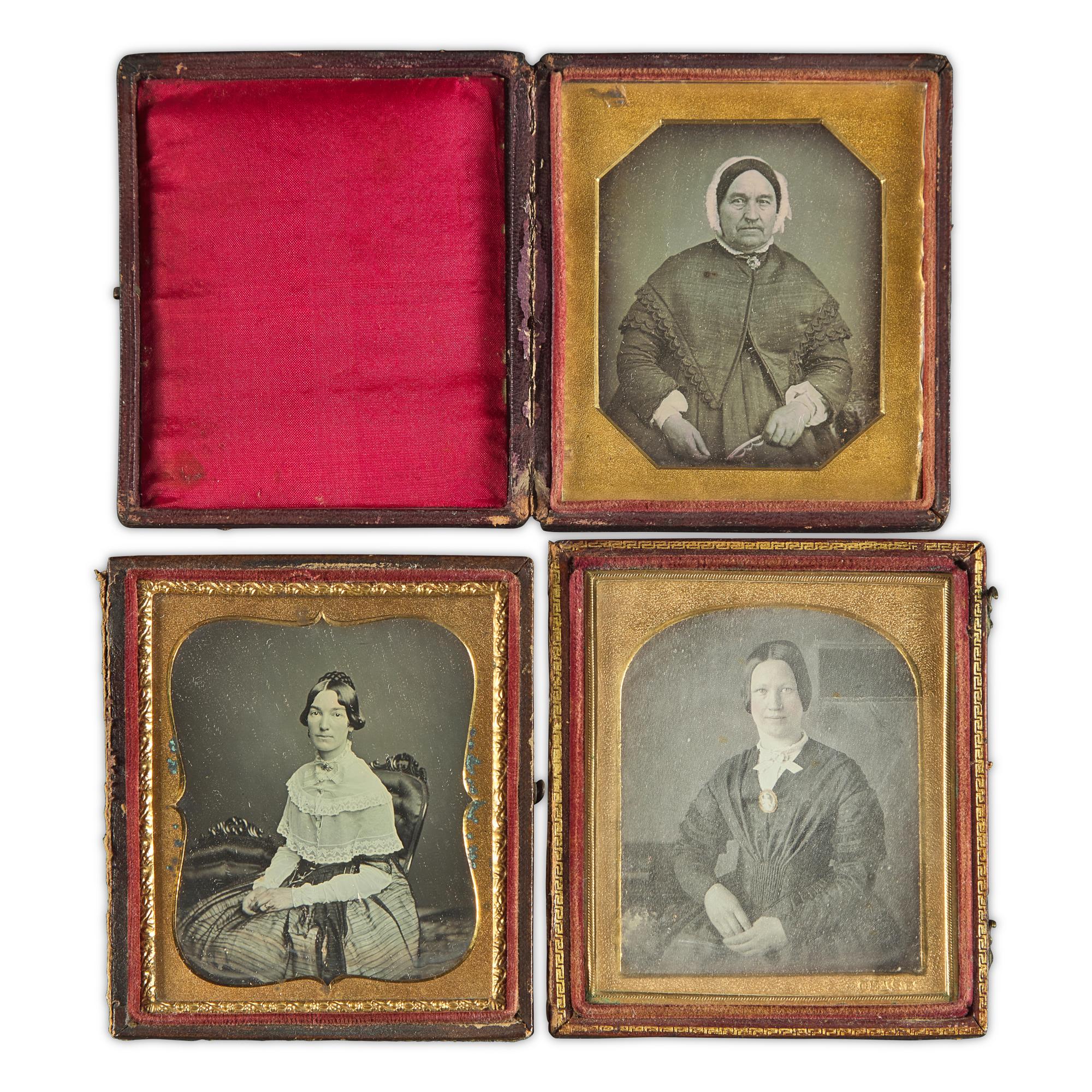 [Early Photography] Group of 27 Sixth Plate Daguerreotypes of Women.