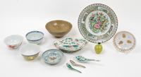 A Collection of 18 Chinese Porcelain Articles Diameter of largest 10 inches.