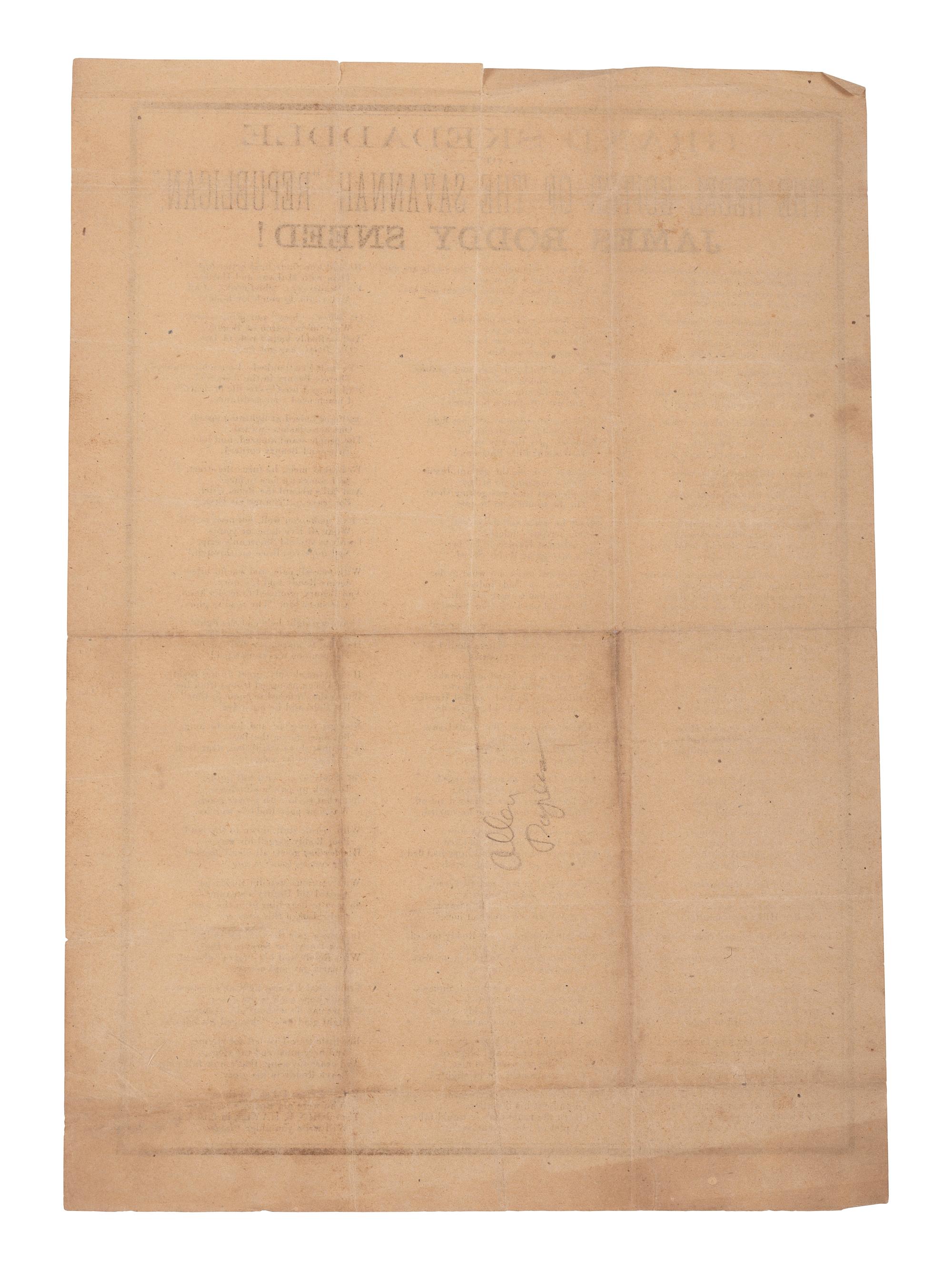 Grand Skedaddle of the Rebel Editor of the Savannah "Republican," James Roddy Sneed! N.p.: n.p., [ca 1864-1865].