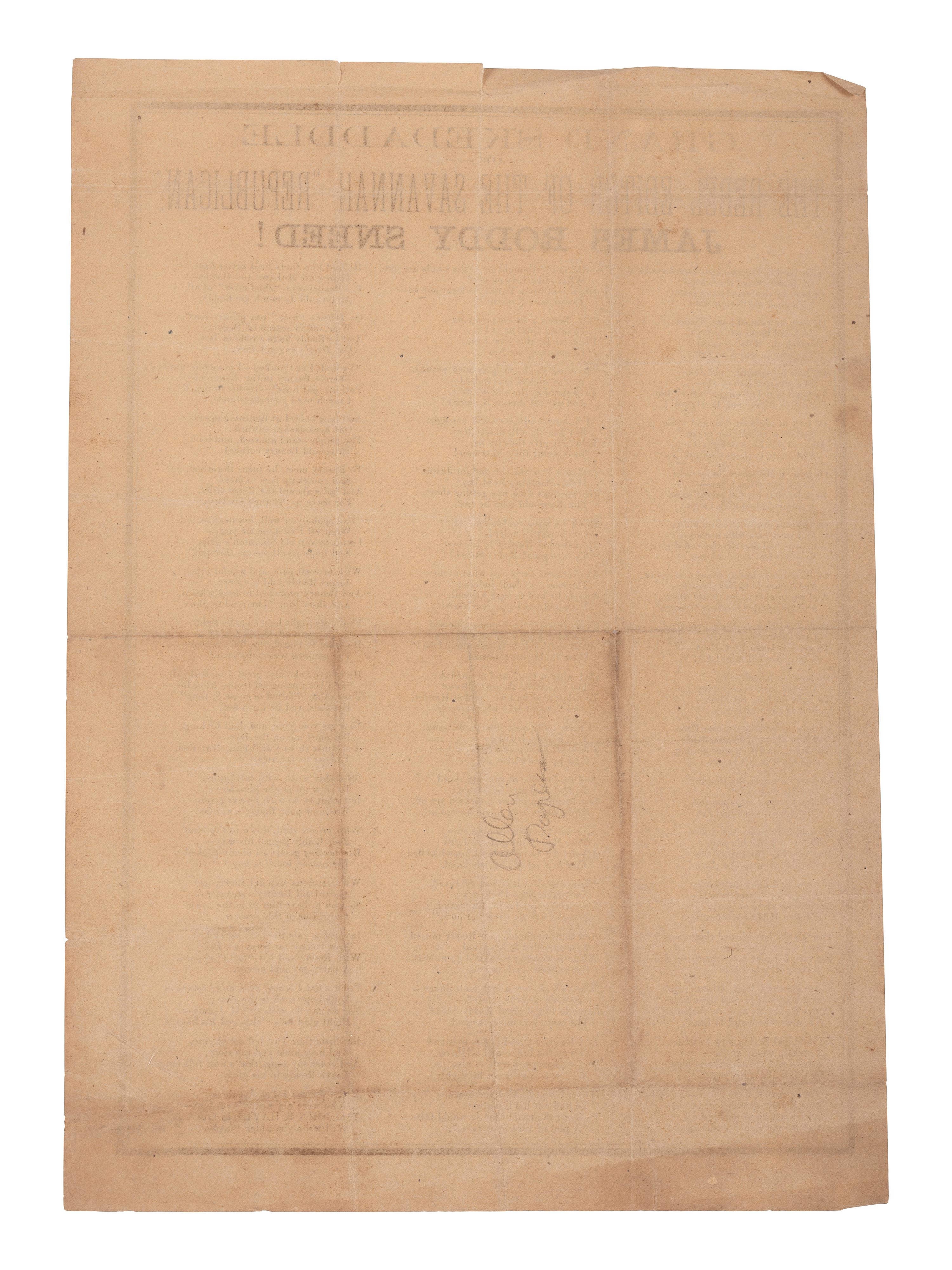 Grand Skedaddle of the Rebel Editor of the Savannah "Republican," James Roddy Sneed! N.p.: n.p., [ca 1864-1865].