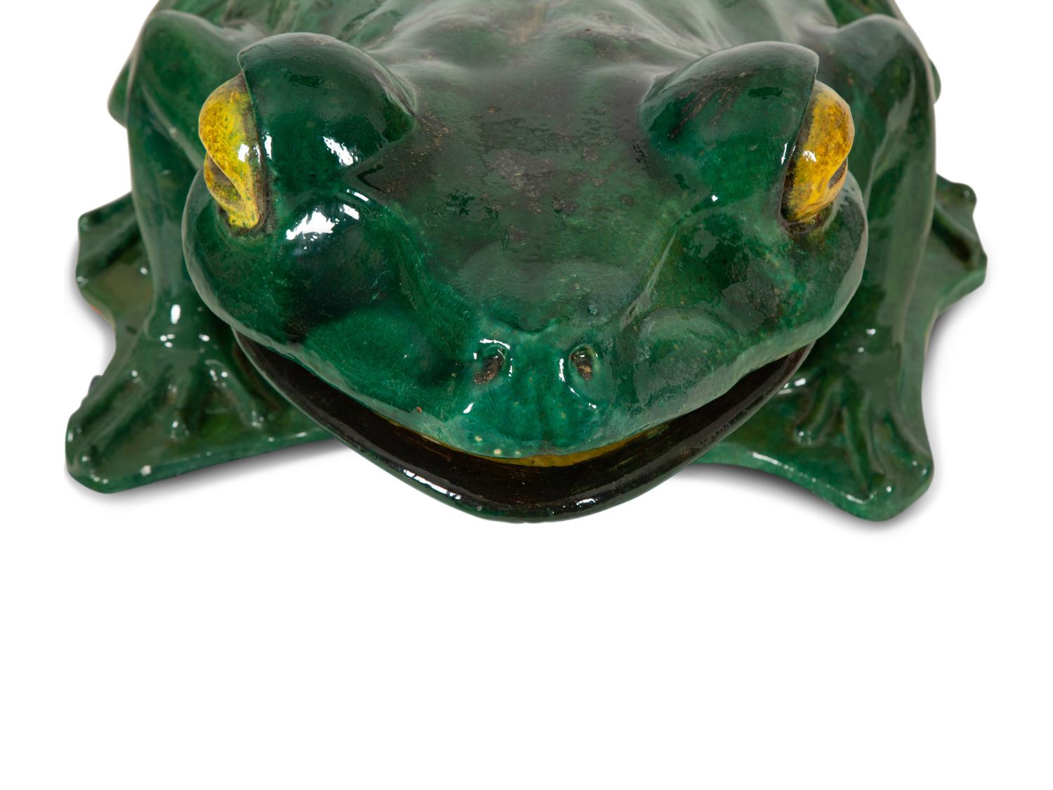A Green Glazed Ceramic Model of a Frog — 20th Century