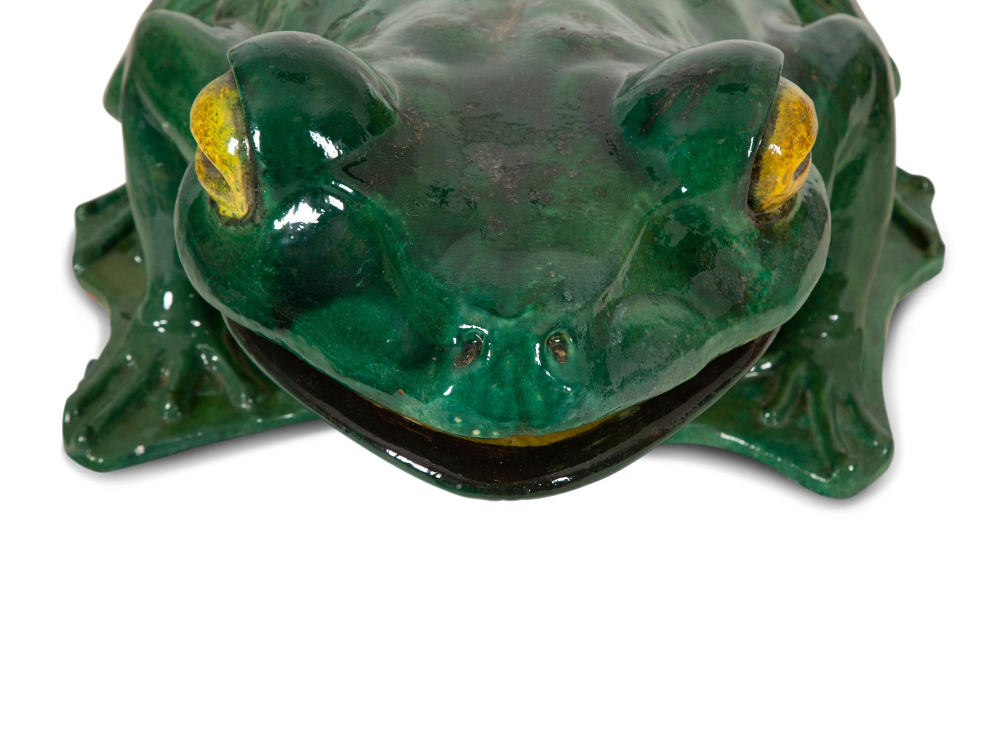 A Green Glazed Ceramic Model of a Frog — 20th Century