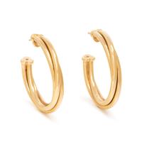 ROBERTO COIN, YELLOW GOLD TWISTED HOOP EARRINGS
