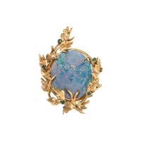 YELLOW GOLD, OPAL DOUBLET AND EMERALD BROOCH