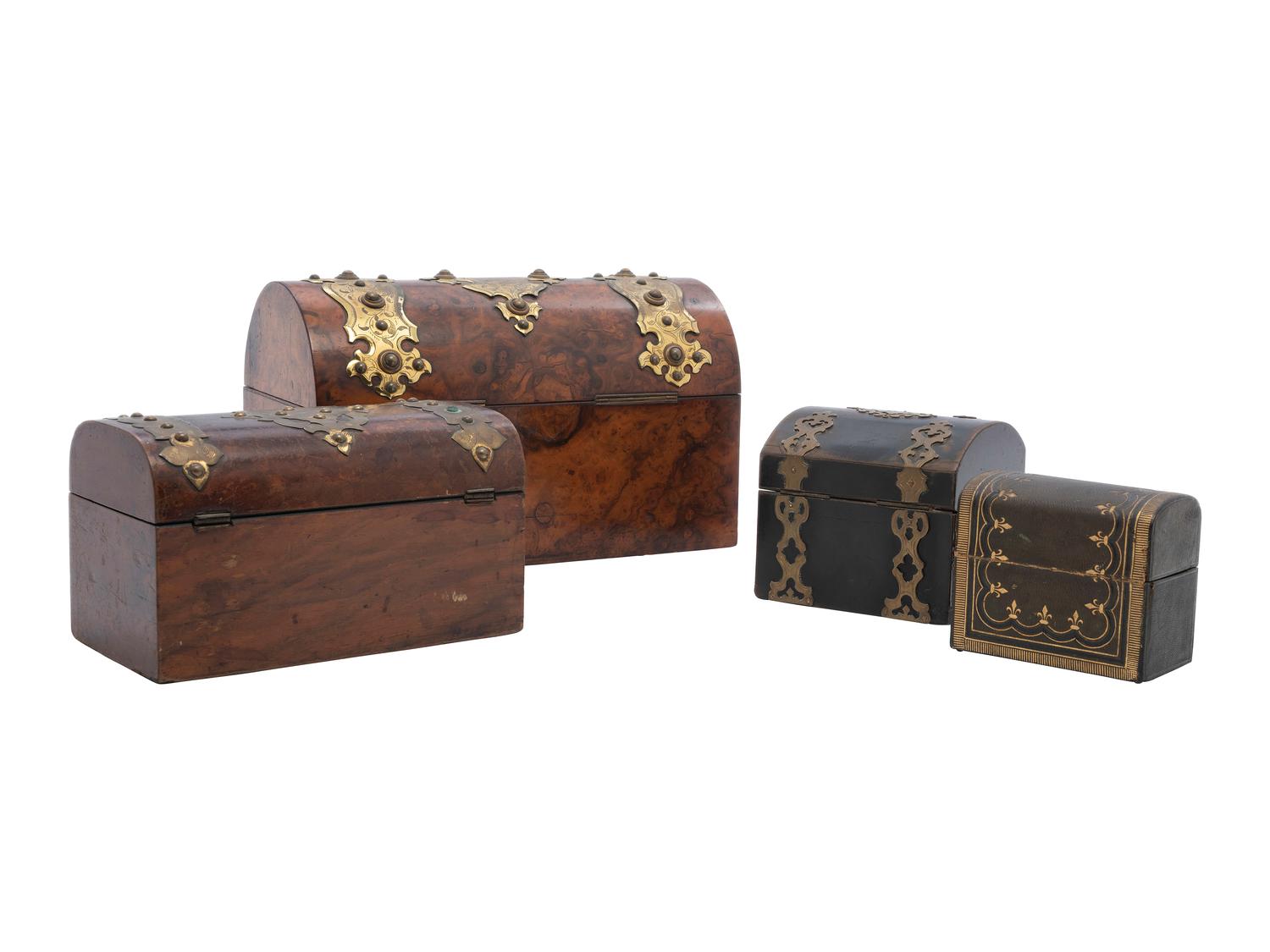 Two Tea Caddies and Two Boxed Decanter Sets