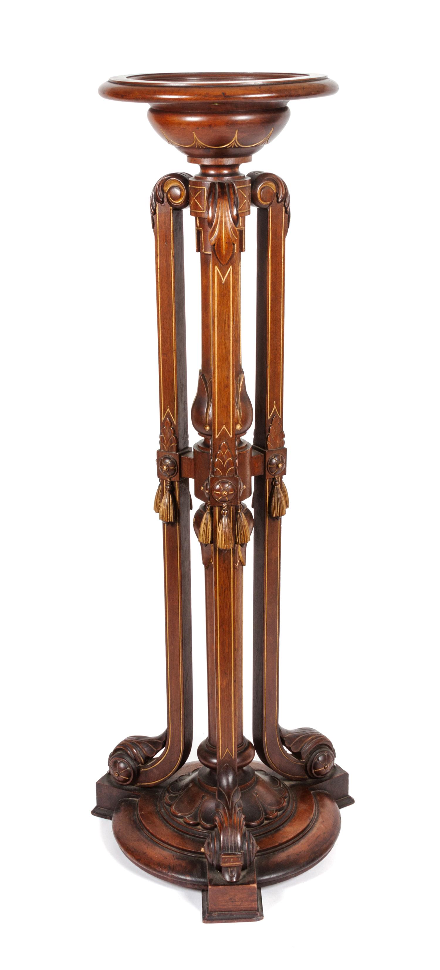 A Victorian Walnut Carved Pedestal Height 48 1/4 inches.