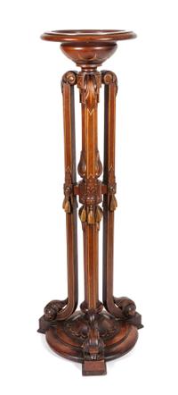 A Victorian Walnut Carved Pedestal Height 48 1/4 inches.