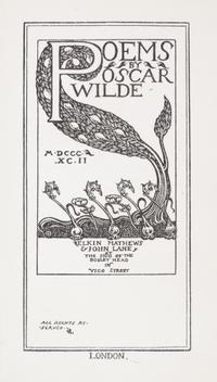 WILDE, OSCAR. Poems. London, 1892. Limited edition, signed by Wilde.