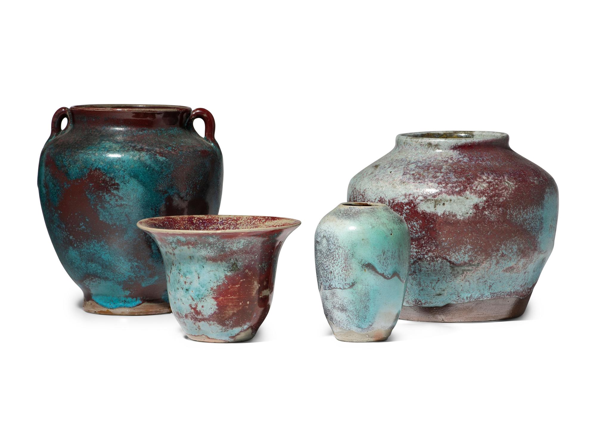 Four Jugtown Pottery Chinese Vases
