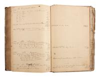 [CIVIL WAR]. Ledger book associated with Winchester, Virginia, cabinet maker John Kerr (1797-1875), documenting coffins built and sold for Union and Confederate soldiers as well as other wartime activity.