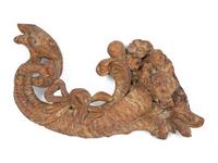 A Pair of Continental Carved Fruitwood Cornucopia Wall Appliques