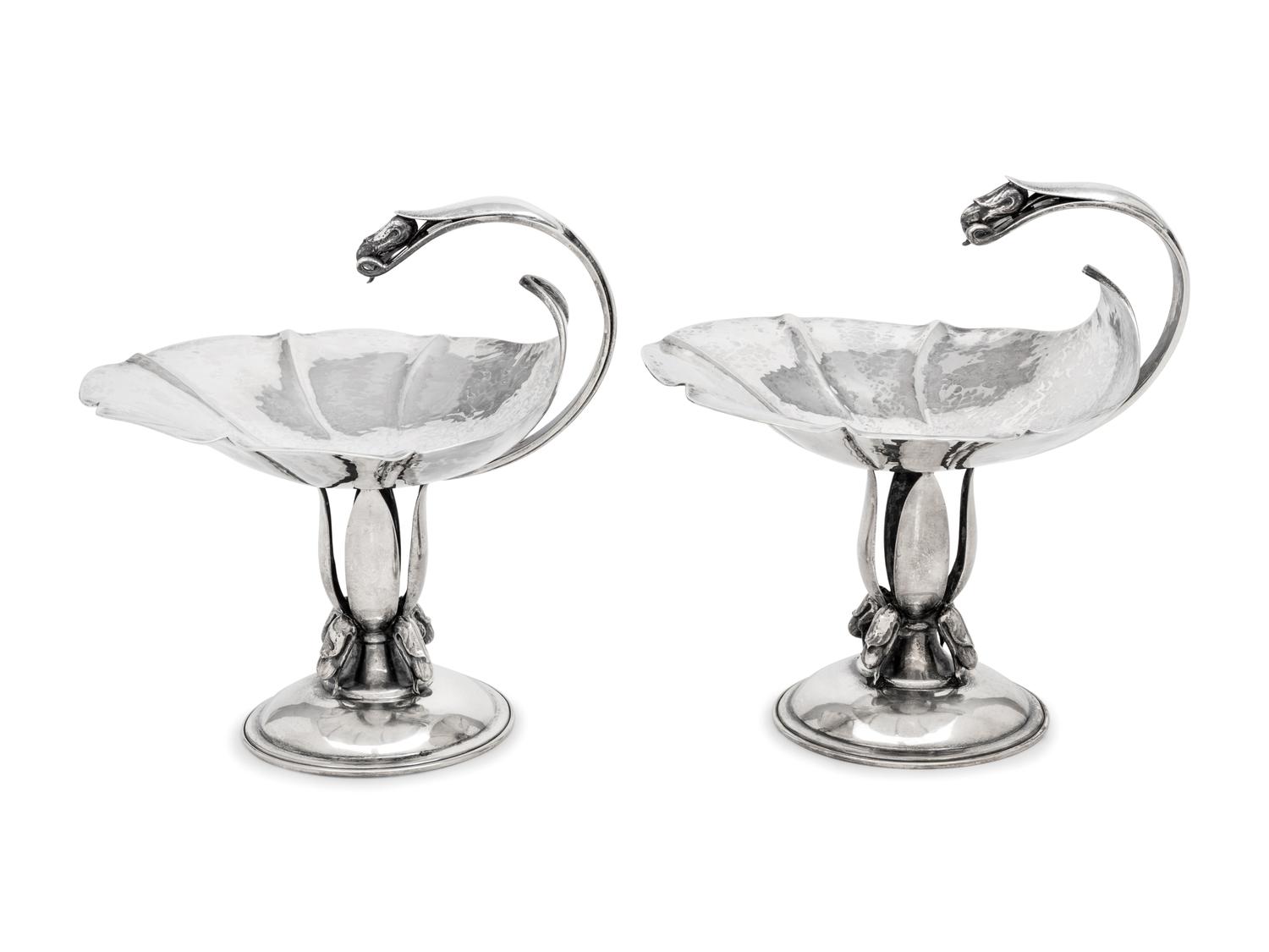 A Pair of Carl Poul Petersen Canadian Silver Compotes
