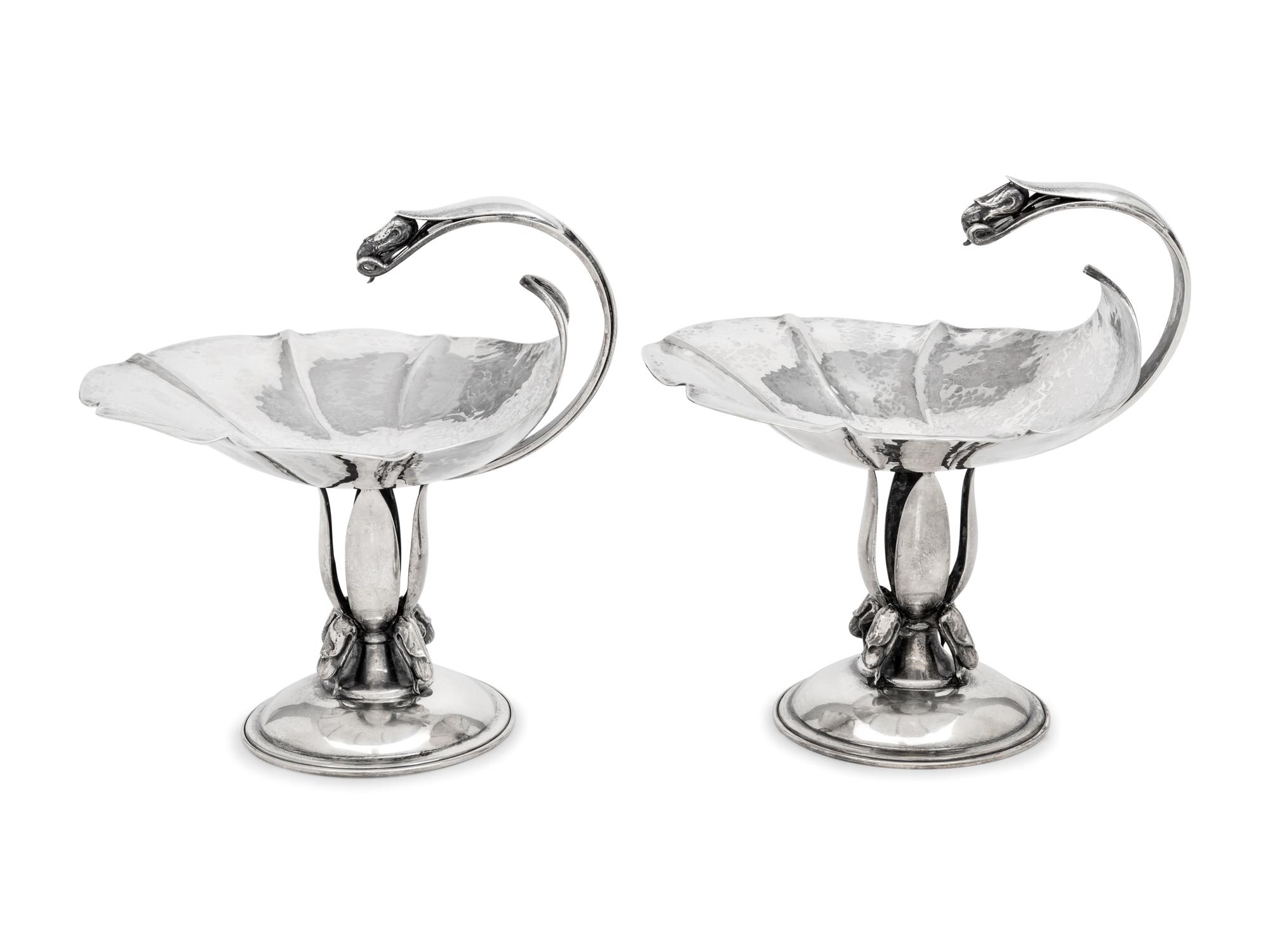 A Pair of Carl Poul Petersen Canadian Silver Compotes