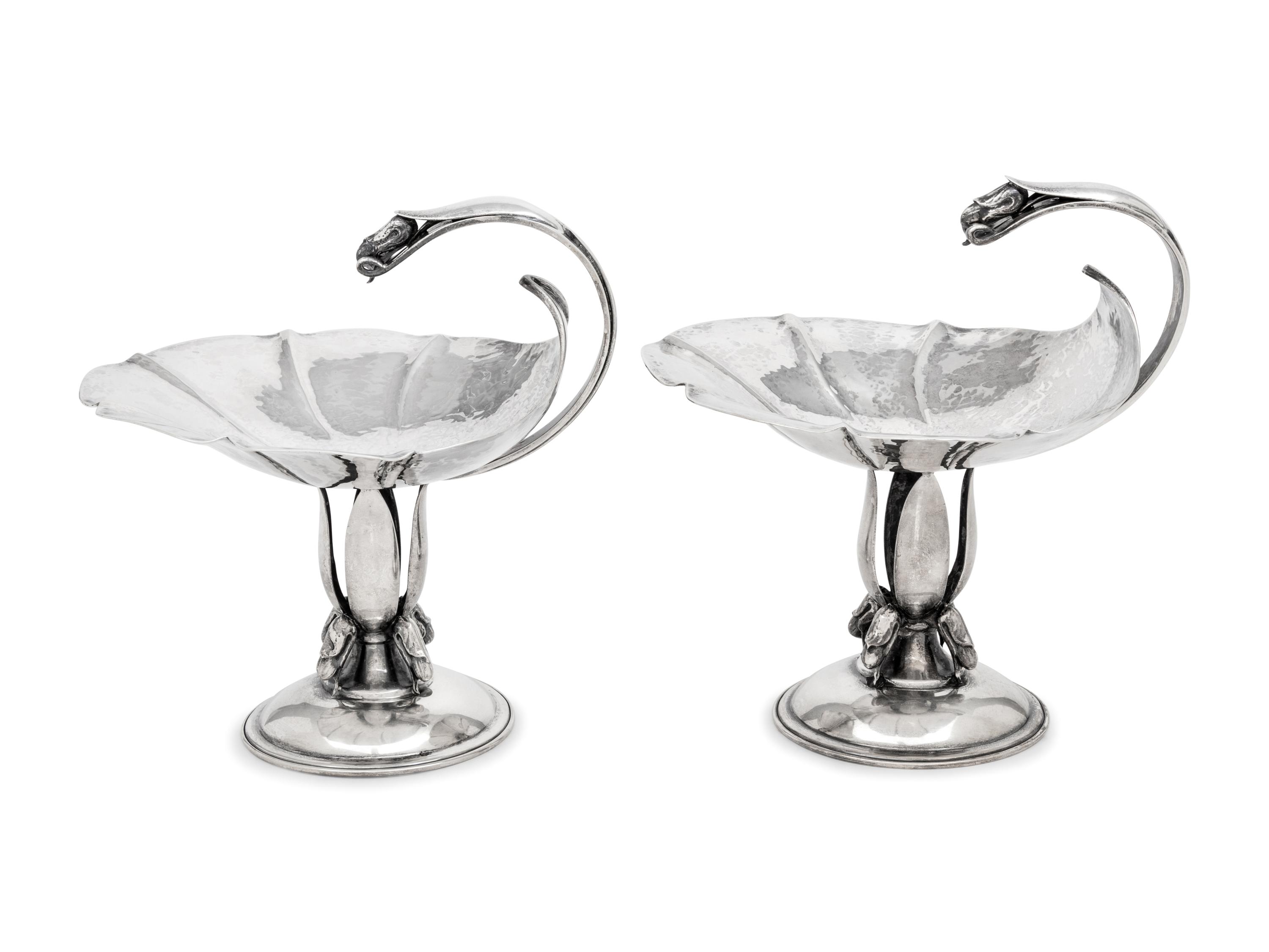 A Pair of Carl Poul Petersen Canadian Silver Compotes