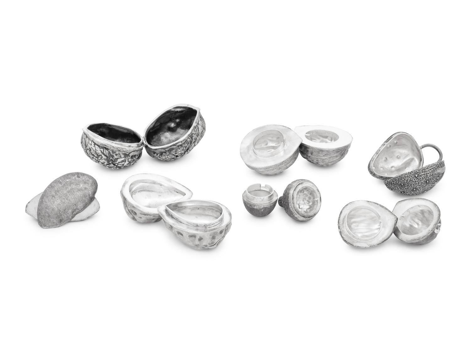 Seven Mexican Silver Bonbonnieres