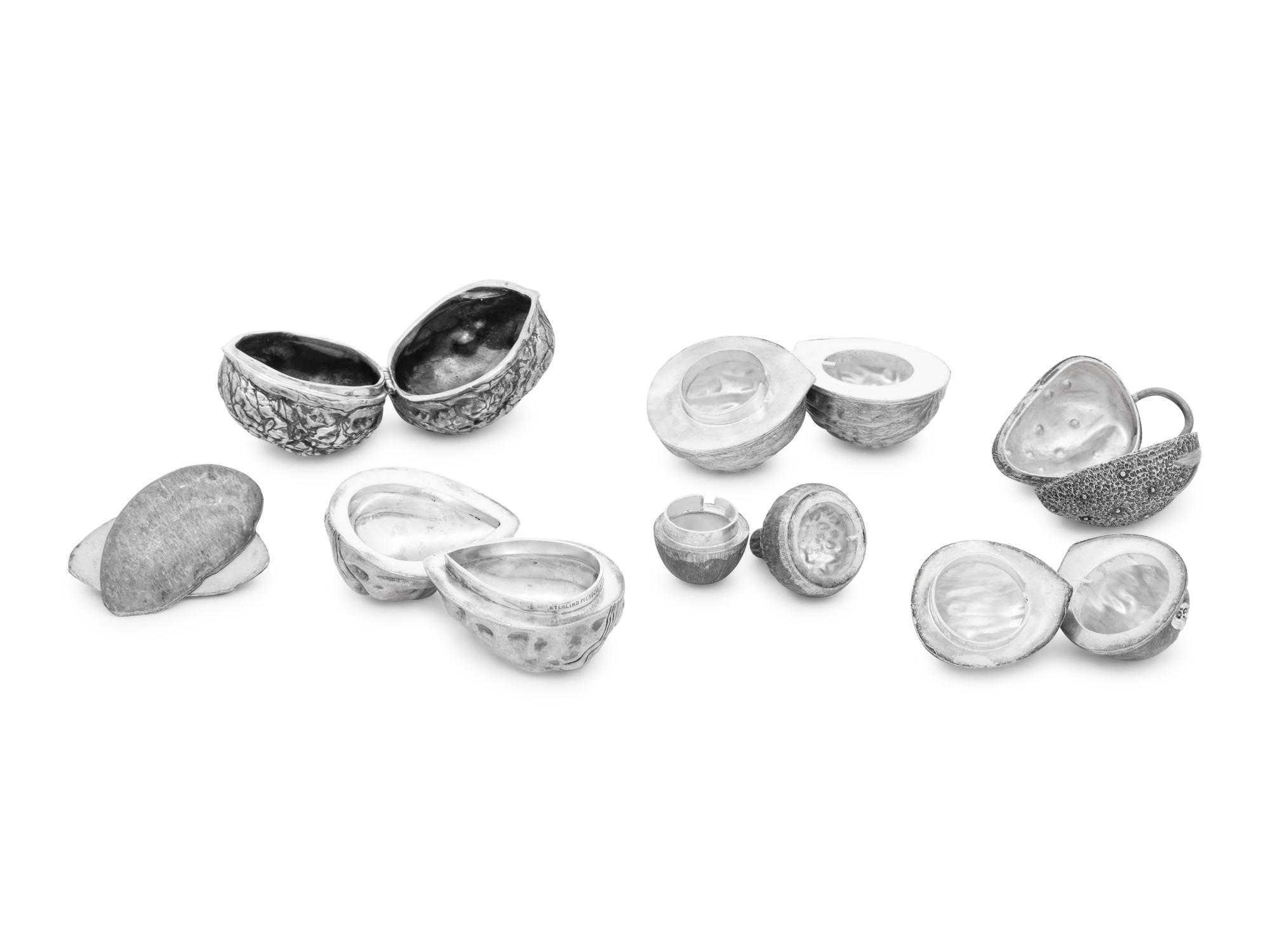 Seven Mexican Silver Bonbonnieres