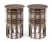 A Pair of Moorish Inlaid Side Tables Height 31 x width 18 inches. — 20TH CENTURY