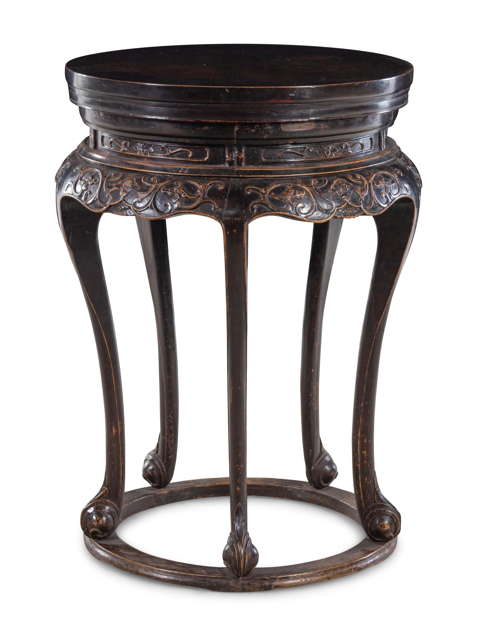A Large Chinese Black Lacquered Five-Legged Wood Incense Stand, Xiangji
