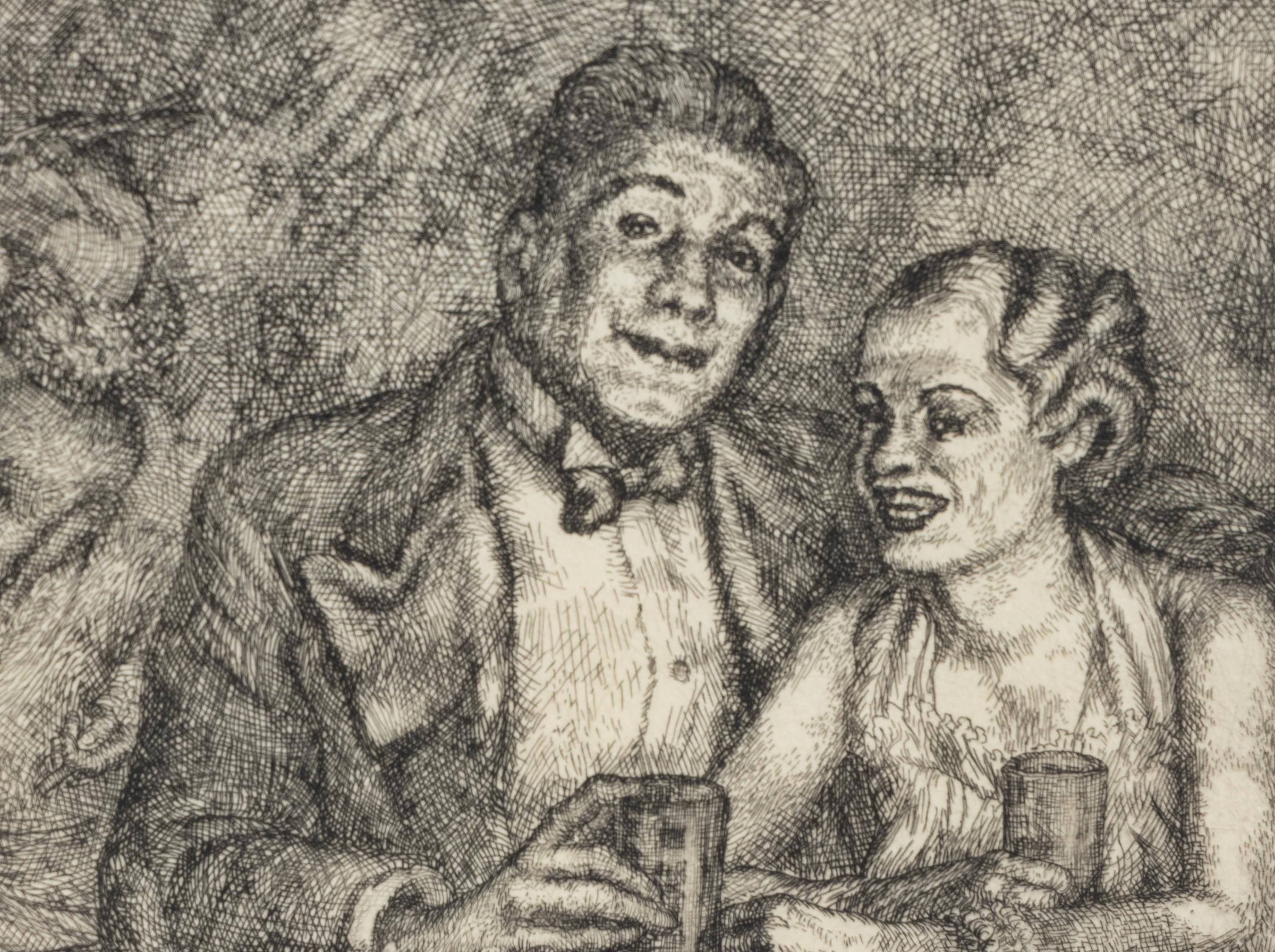 The Prizefighter and the Lady , c. 1936 (two examples: sketch and etching)