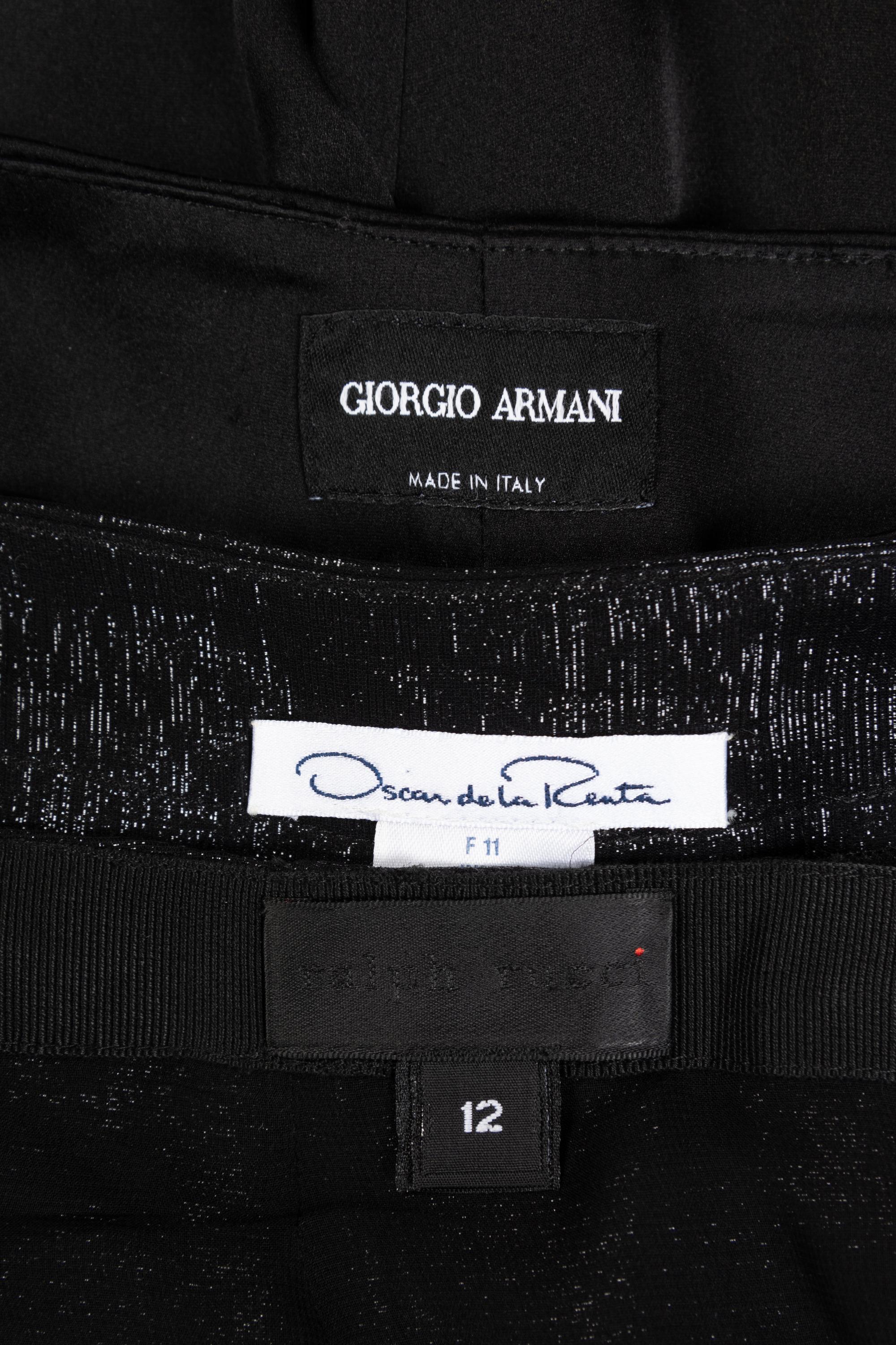 Nine Pairs of Designer Pants: Three Ralph Rucci, One Oscar de la Renta, One Carolina Herrera, and Four Giorgio Armani