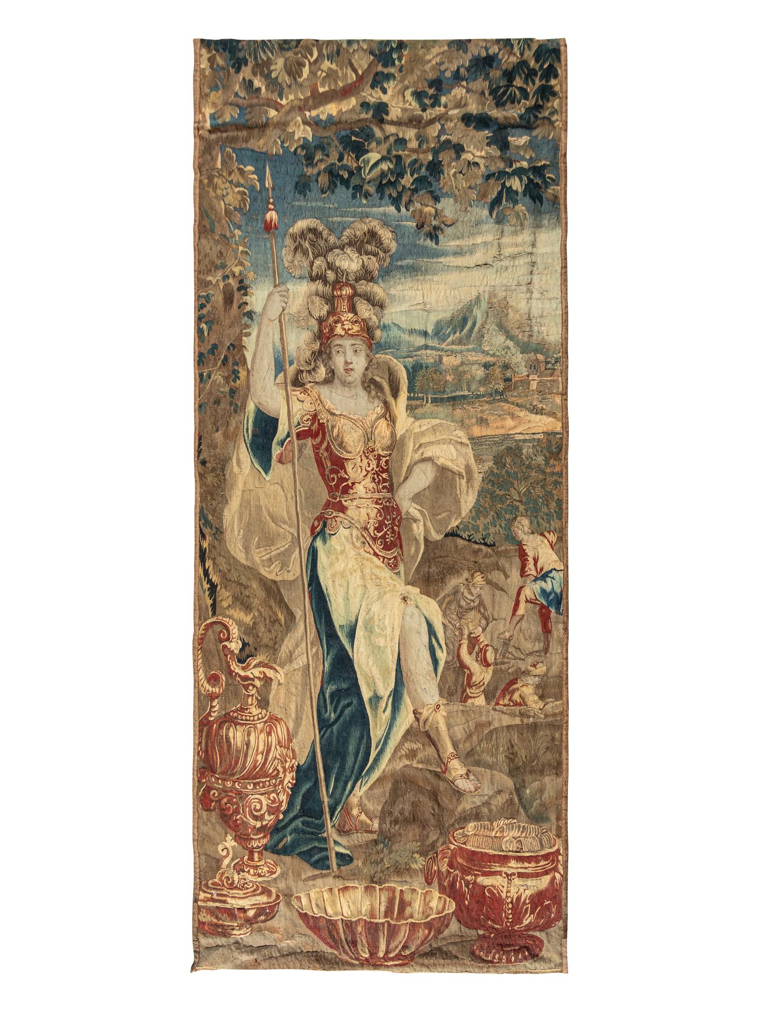 A Continental Wool Tapestry Depicting Pallas Athena