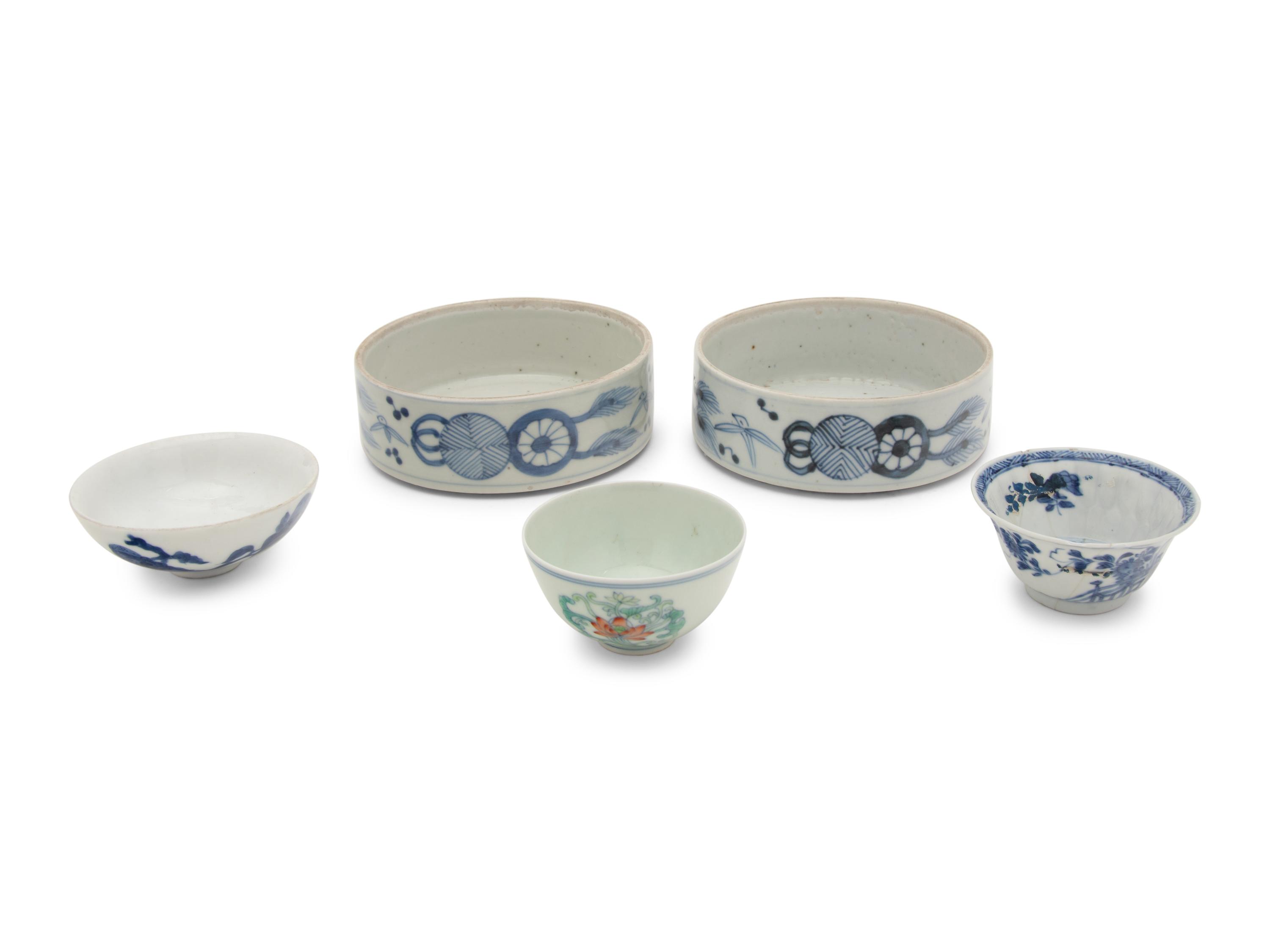 Five Chinese Porcelain Cups and Bowls